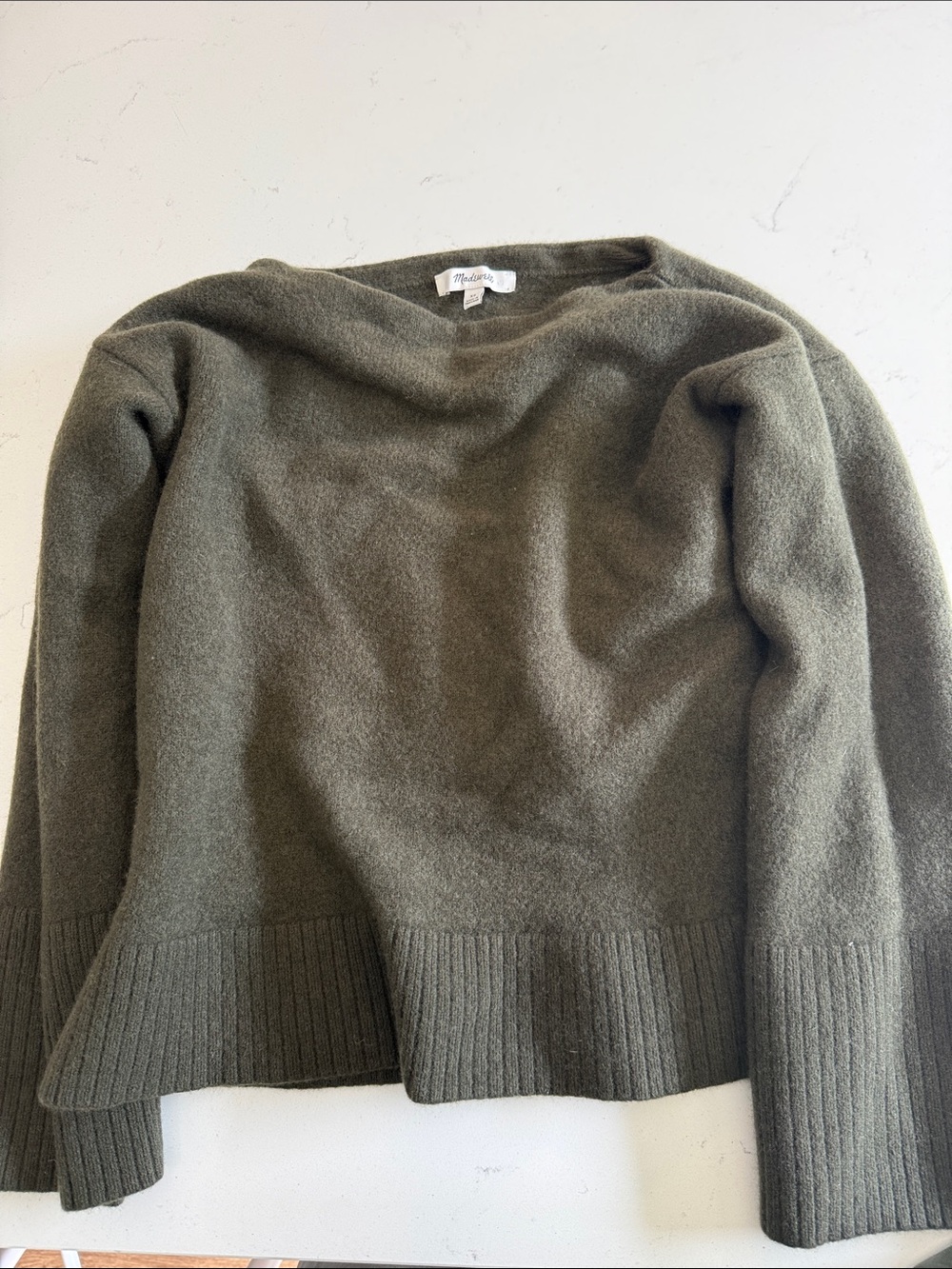 Madewell Olive Green Boatneck Wool Sweater
